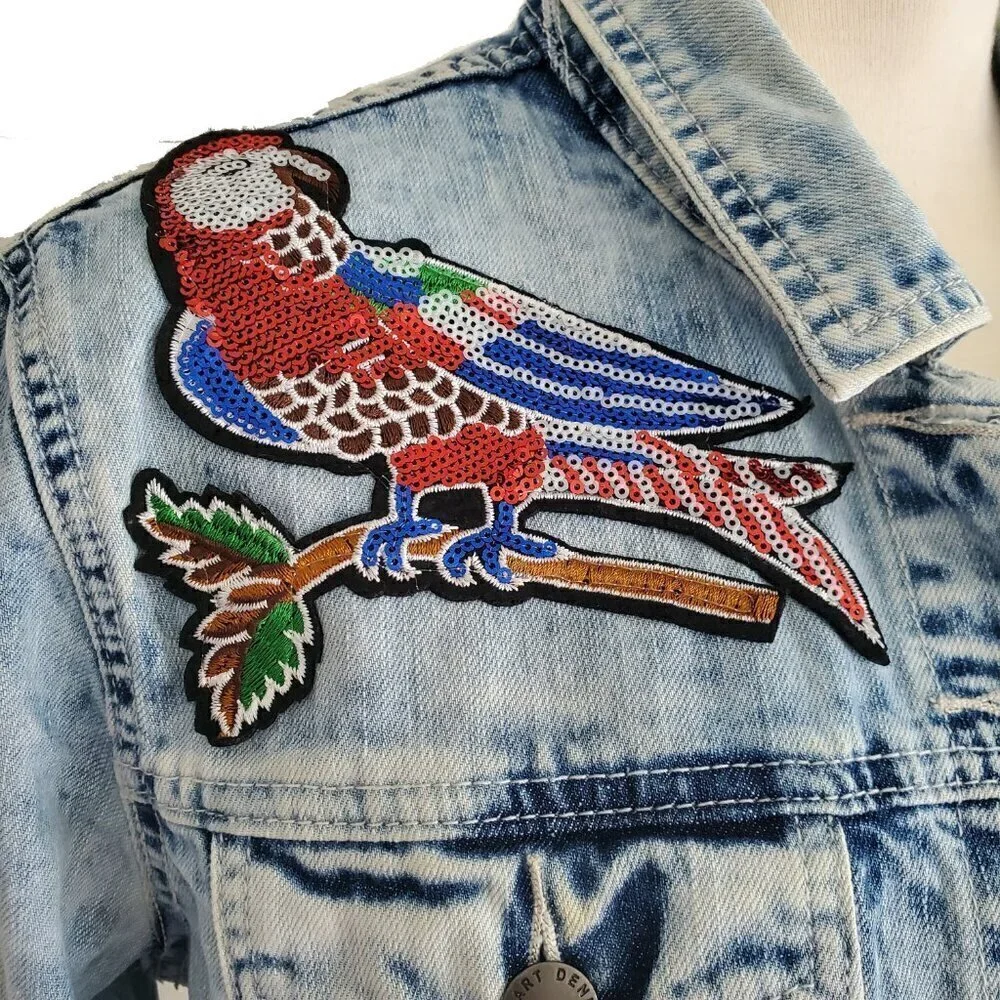 Jak & Rae Acid Wash Saks 5th Ave Very Rare Vintage Y2K Jean Jacket Patches S